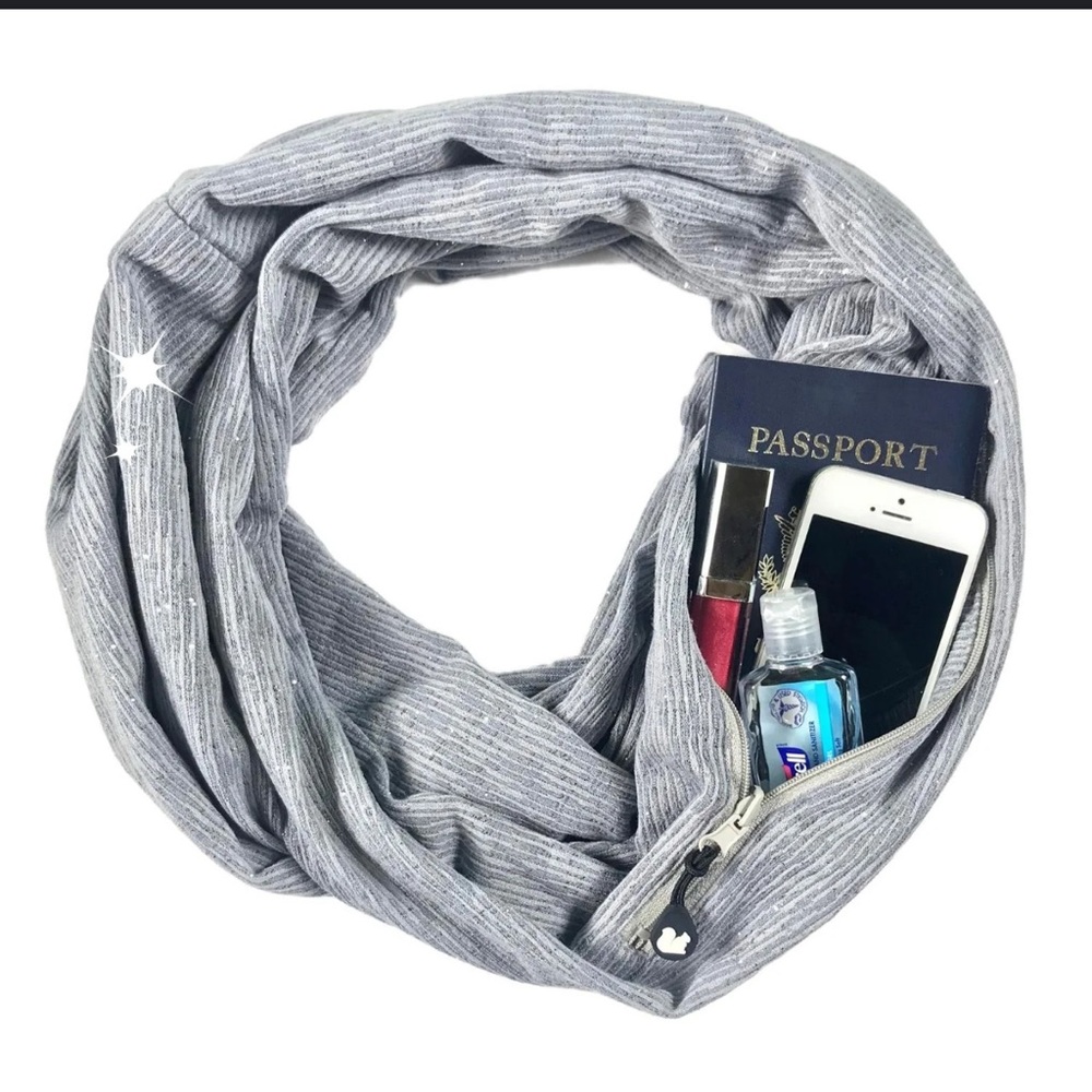 SHOLDIT Shimmer Grey Convertible Infinity Scarf with Pocket